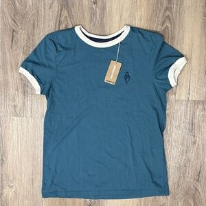 Patagonia Women’s Small Organic Cotton Blue Shirt with White Trim